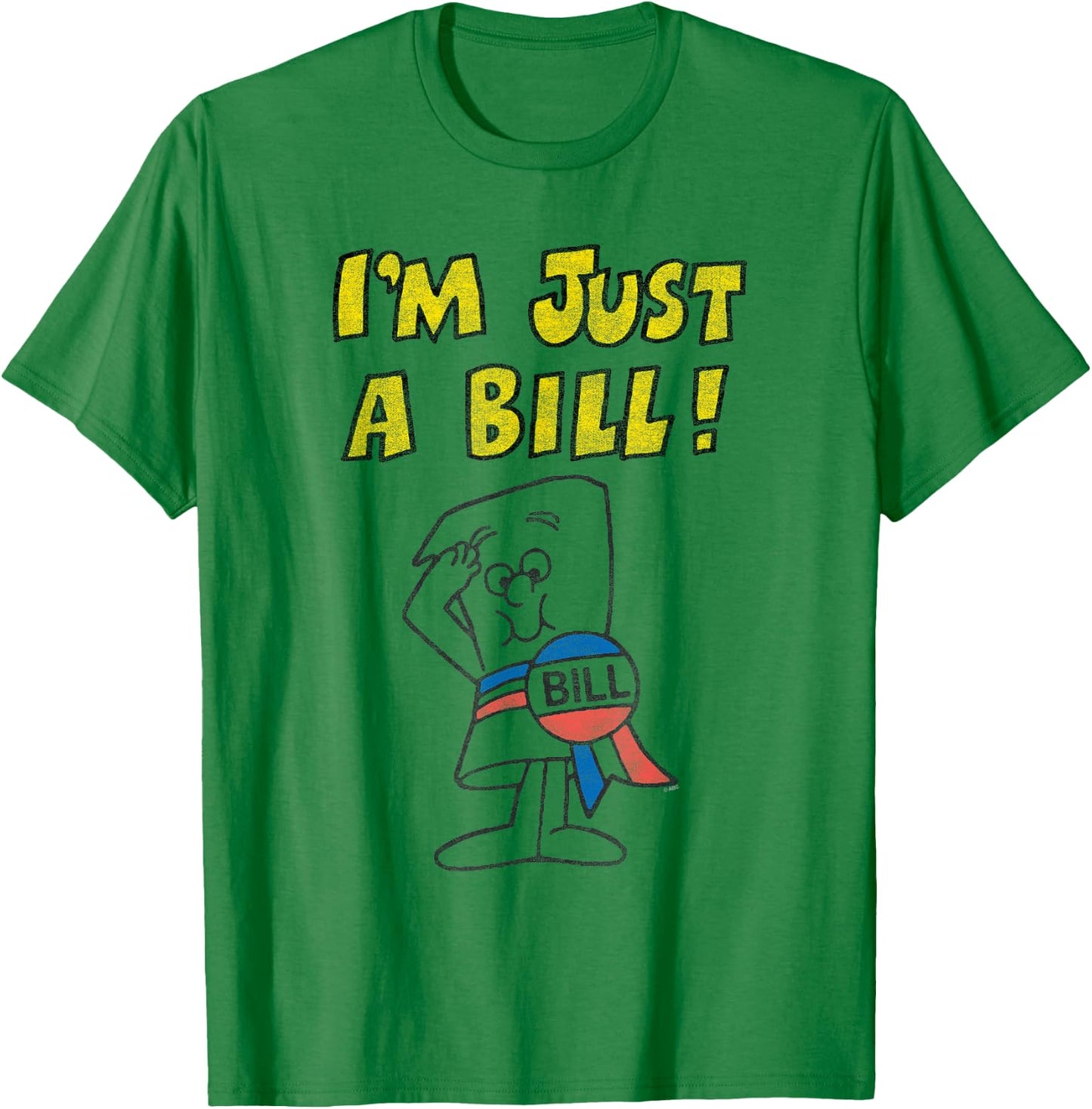 Schoolhouse Rock I'm Just a Bill Yellow Text Vintage Cartoon T-Shirt - T-Shirt | Irish Green