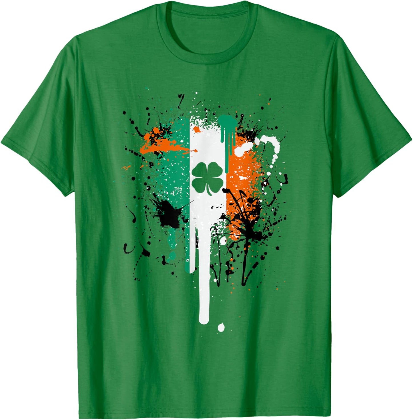 Paintsplash Irish Flag Shirt Ireland Flag Clover Eire , Green T-Shirt - T-Shirt | Irish Green