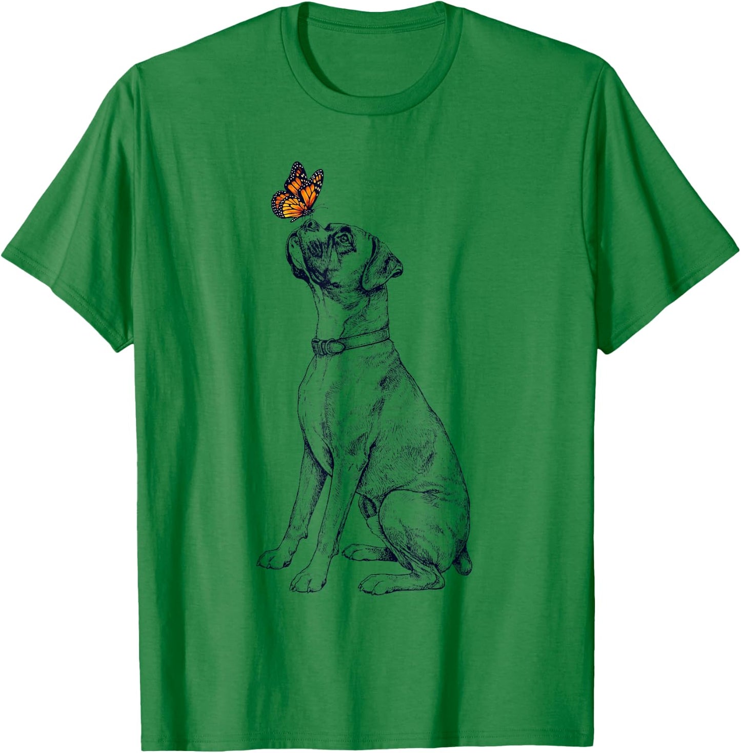 Vintage Boxer Dog with Butterfly Lover T-Shirt - T-Shirt | Irish Green
