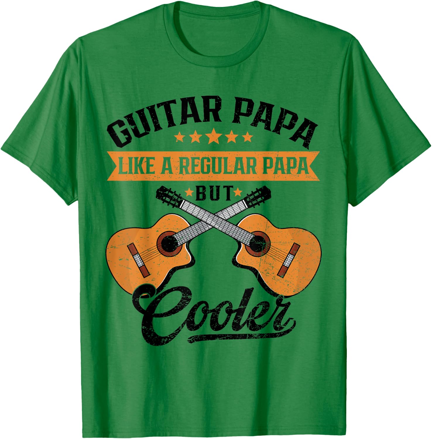 Proud Guitar Papa Like Regular But Cooler Retro Father's Day T-Shirt - T-Shirt | Irish Green
