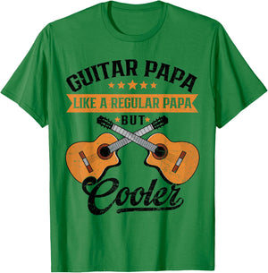 Proud Guitar Papa Like Regular But Cooler Retro Father's Day T-Shirt - T-Shirt | Irish Green