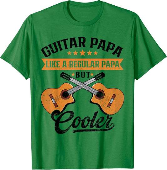 Proud Guitar Papa Like Regular But Cooler Retro Father's Day T-Shirt - T-Shirt | Irish Green