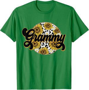 Cute Grammy Cow Print Sunflower Leapard Grandma Mother's day T-Shirt - T-Shirt | Irish Green