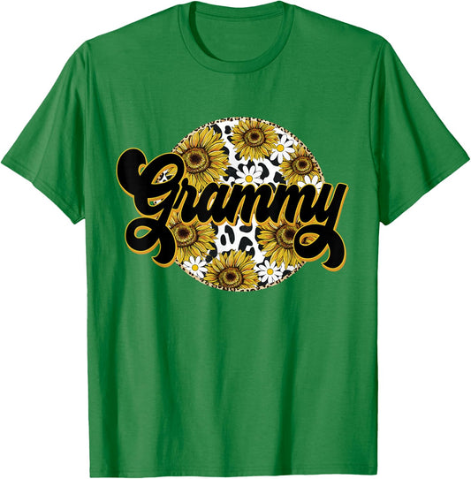 Cute Grammy Cow Print Sunflower Leapard Grandma Mother's day T-Shirt - T-Shirt | Irish Green
