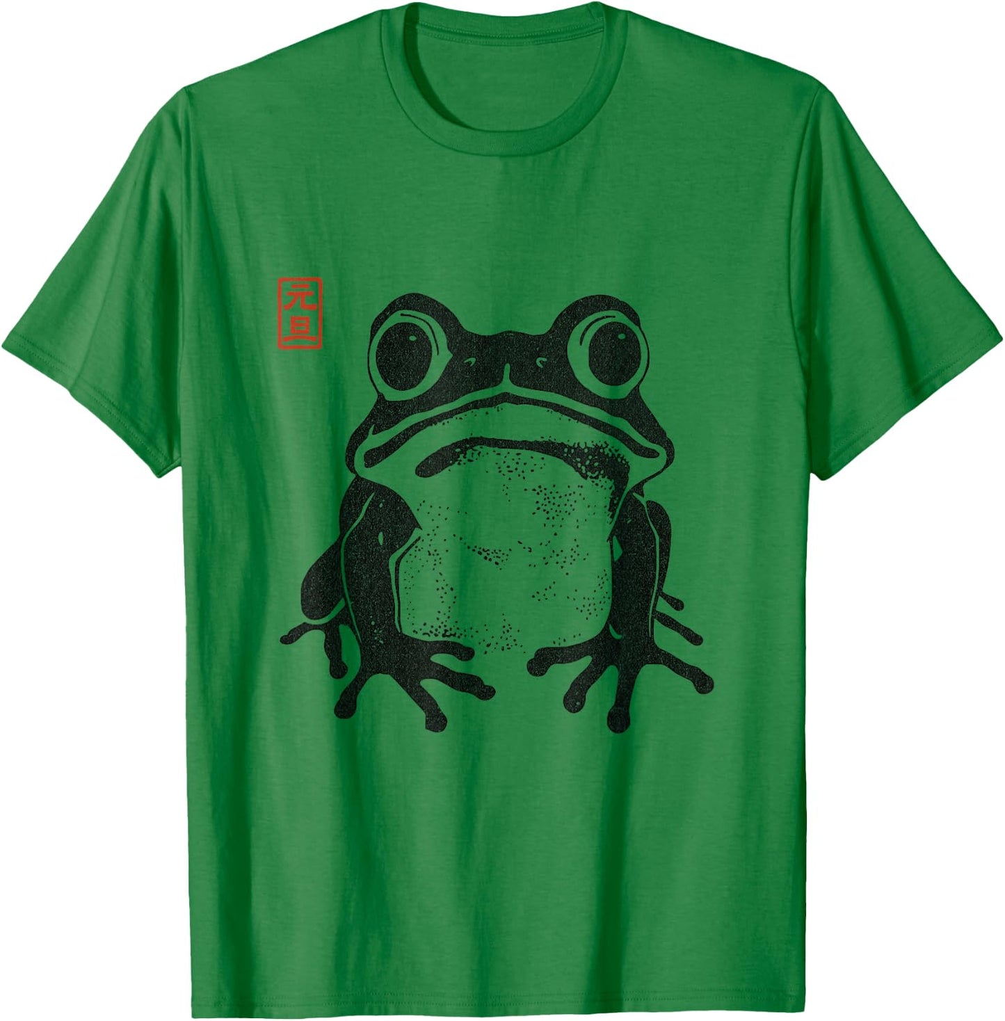 Japanese Aesthetic Frog Grumpy Toad T-Shirt - T-Shirt | Irish Green