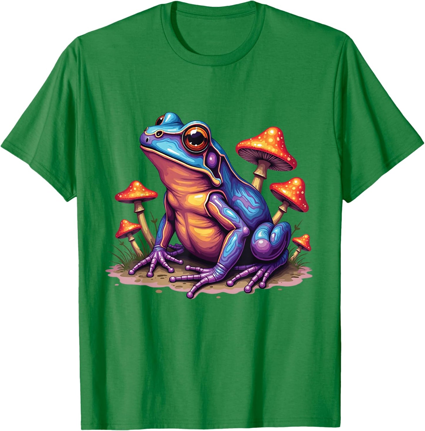 Toad Frog with Psychedelic Mushrooms Trippy Illustration , white, S T-Shirt - T-Shirt | Irish Green
