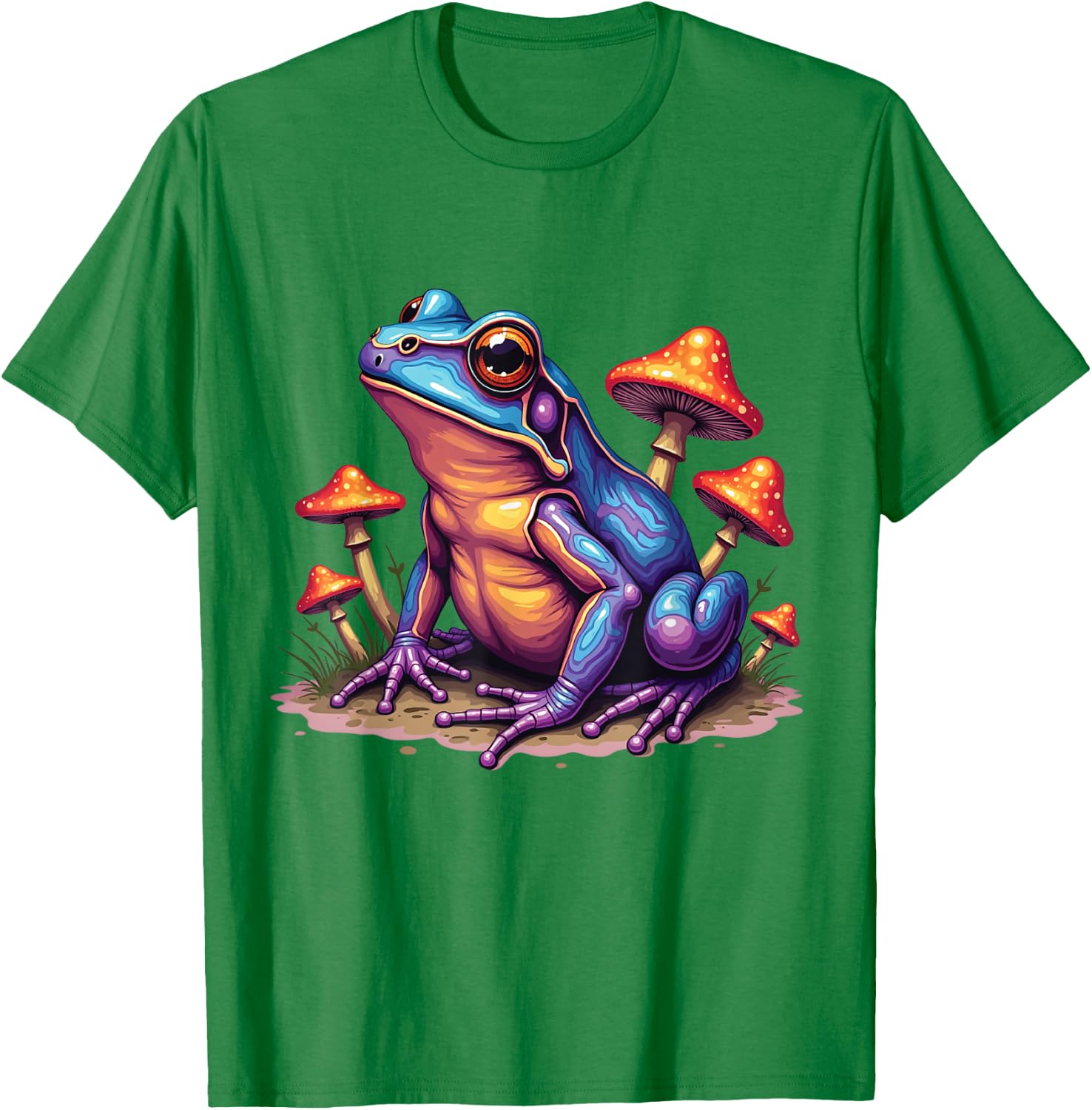 Toad Frog with Psychedelic Mushrooms Trippy Illustration , white, S T-Shirt - T-Shirt | Irish Green