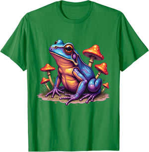 Toad Frog with Psychedelic Mushrooms Trippy Illustration , white, S T-Shirt - T-Shirt | Irish Green
