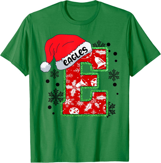 Christmas Mascot Santa Hat Xmas Eagles T-Shirt - T-Shirt | Irish Green