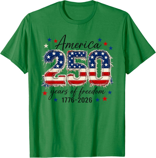 America Freedom 250 Years 250th Anniversary USA 4th of July T-Shirt - T-Shirt | Irish Green