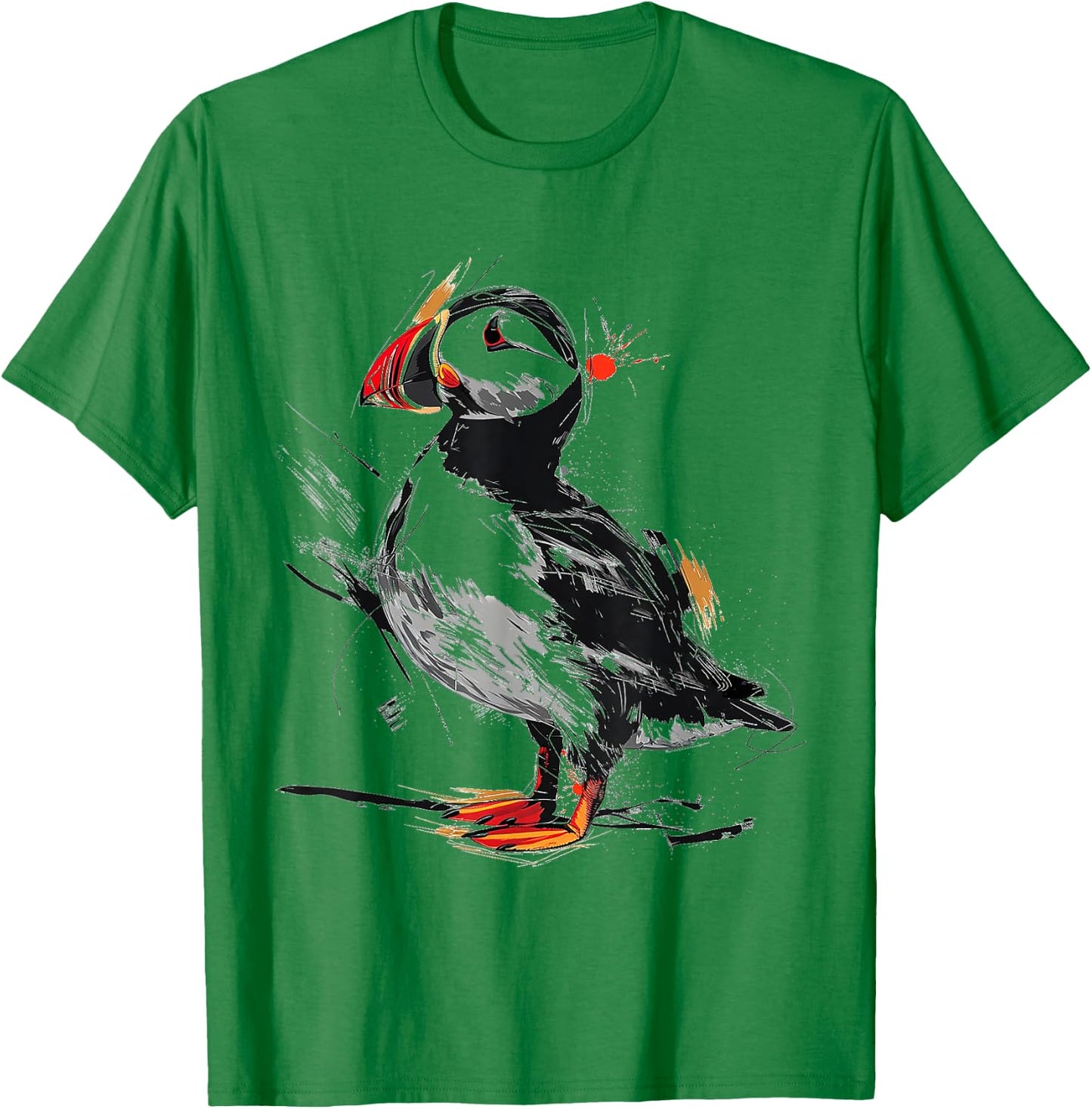 Puffin Animal Print Graphic Drawing Illustration Abstract Puffin , white, S T-Shirt - T-Shirt | Irish Green