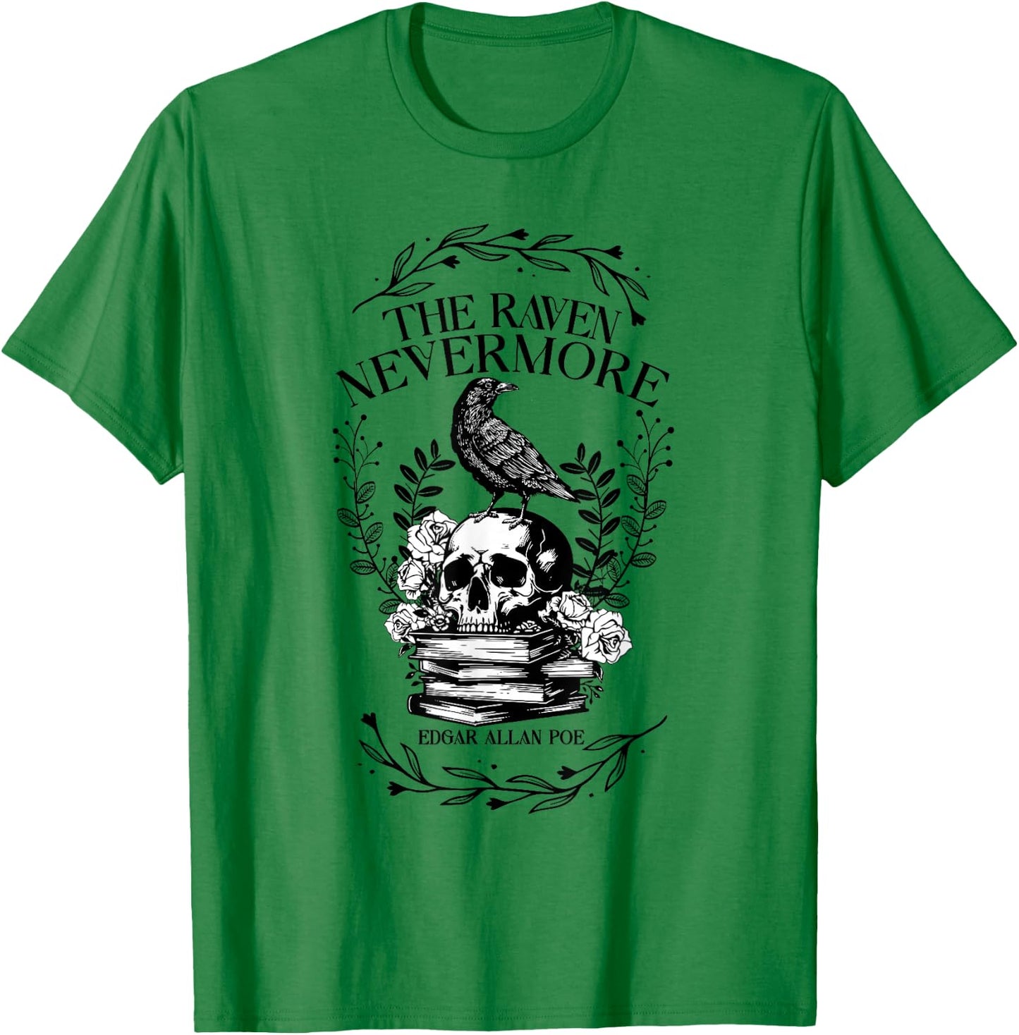 Vintage The Raven Nevermore by Edgar Allan Poe T-Shirt - T-Shirt | Irish Green