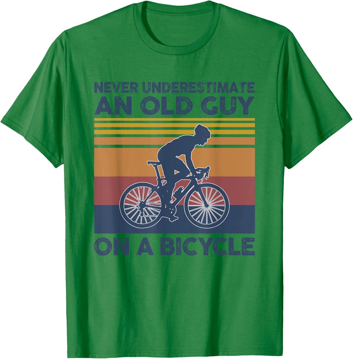 Never Underestimate An Old Guy On A Bicycle Vintage Cycling T-Shirt - T-Shirt | Irish Green