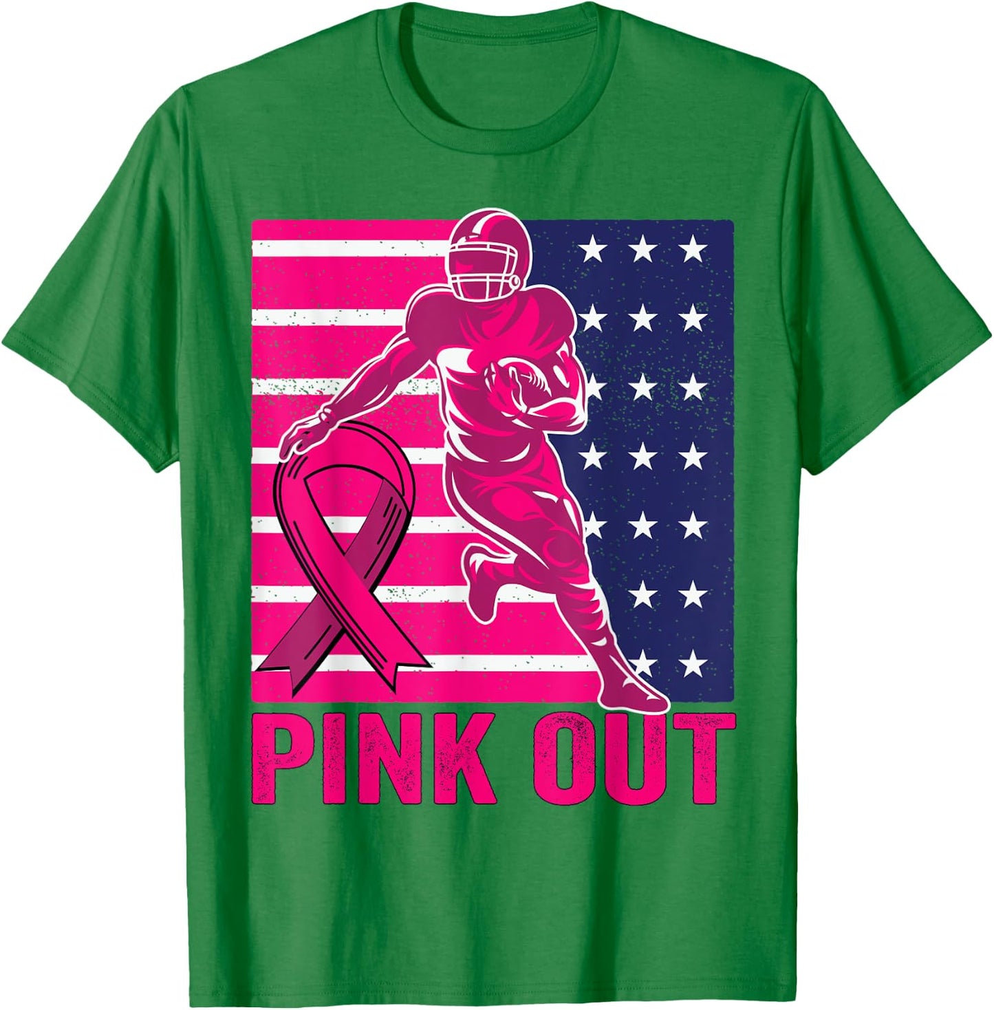 Pink Out Breast Cancer Awareness Football Breast Cancer T-Shirt - T-Shirt | Irish Green