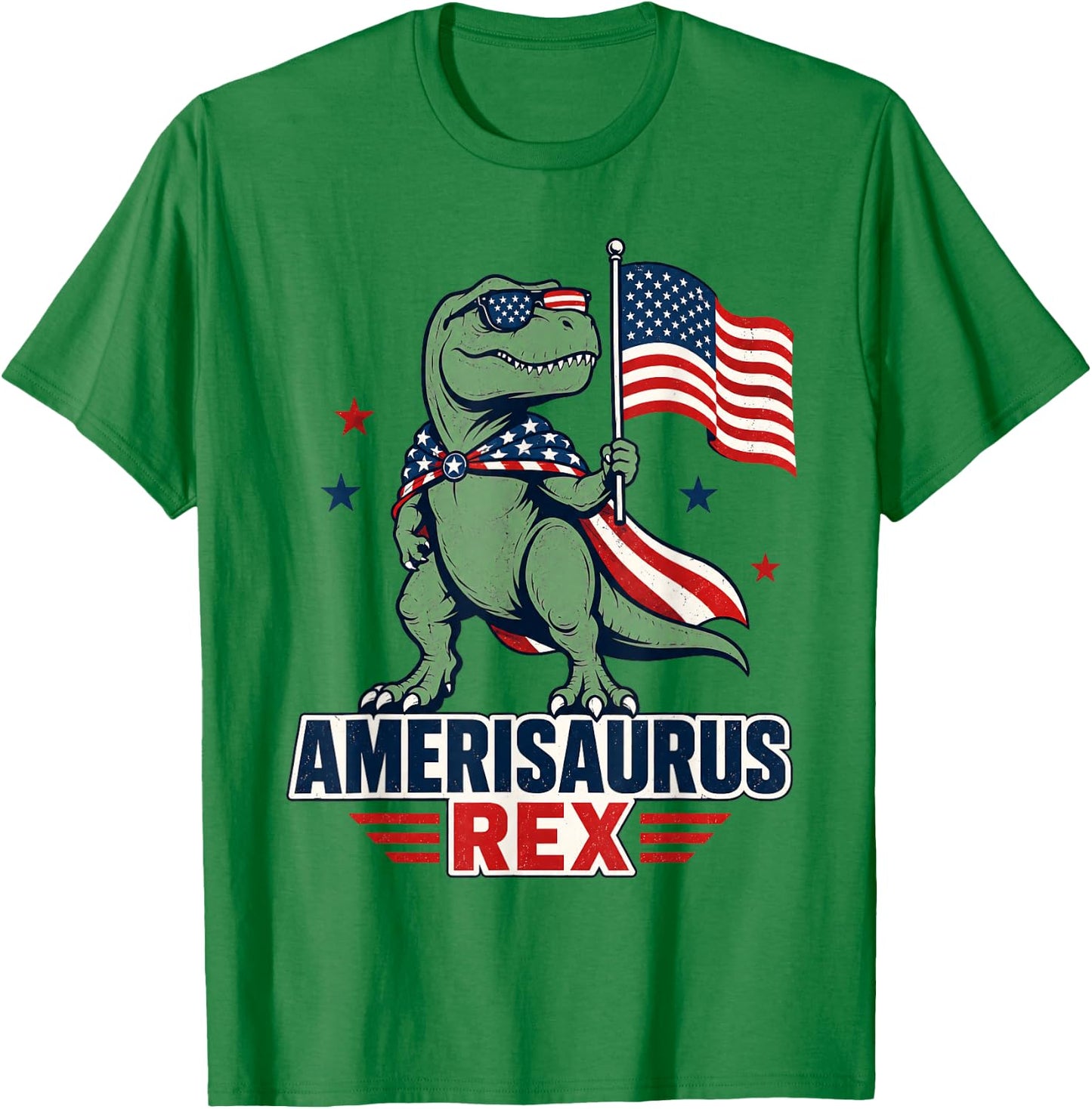 Dinosaur 4th of July T Rex Funny Amerisaurus Rex Boys Men T-Shirt - T-Shirt | Irish Green
