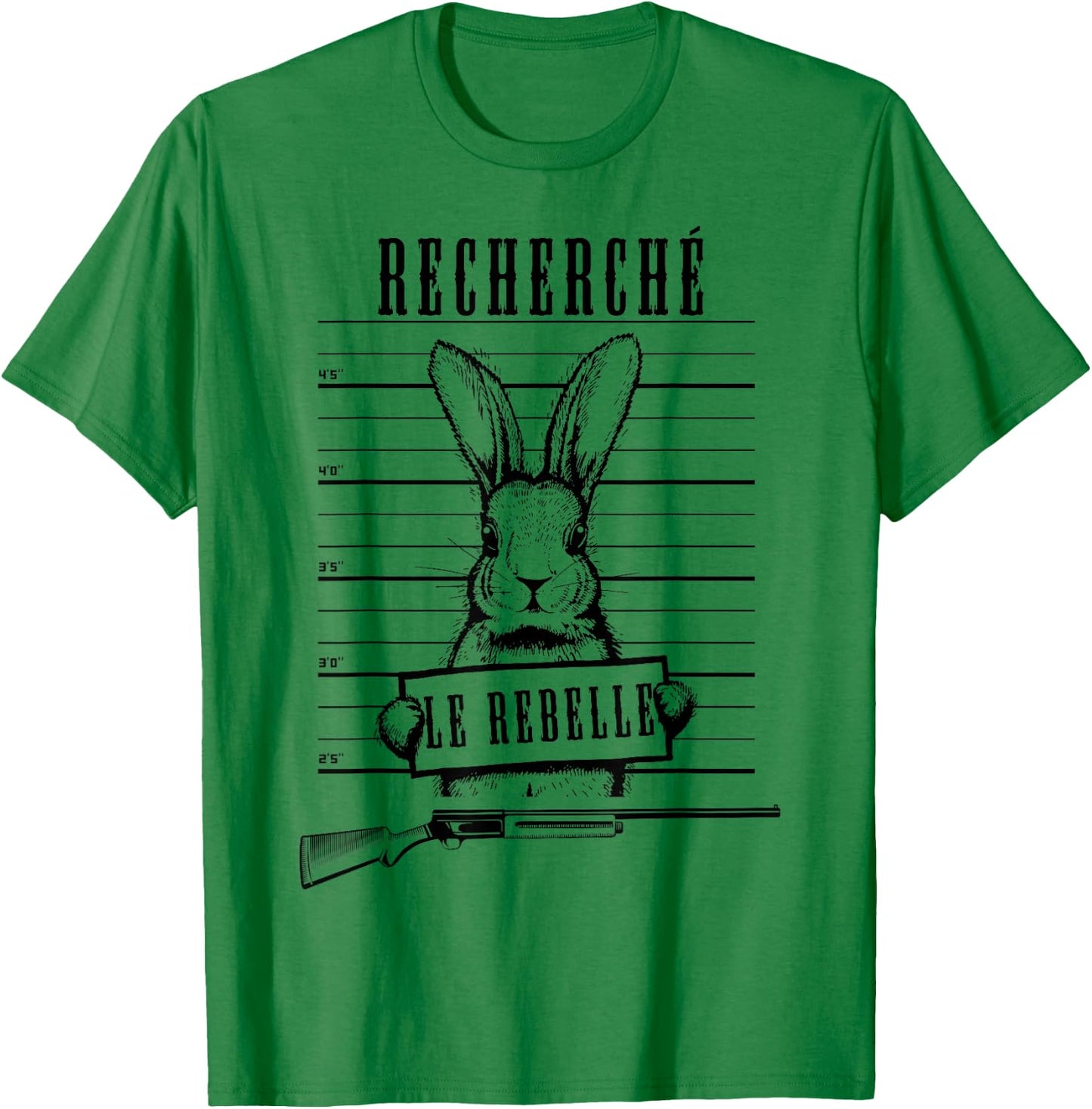Man Rabbit Hunter Hare Dad Hunter Drawing Humor , white, S T-Shirt - T-Shirt | Irish Green