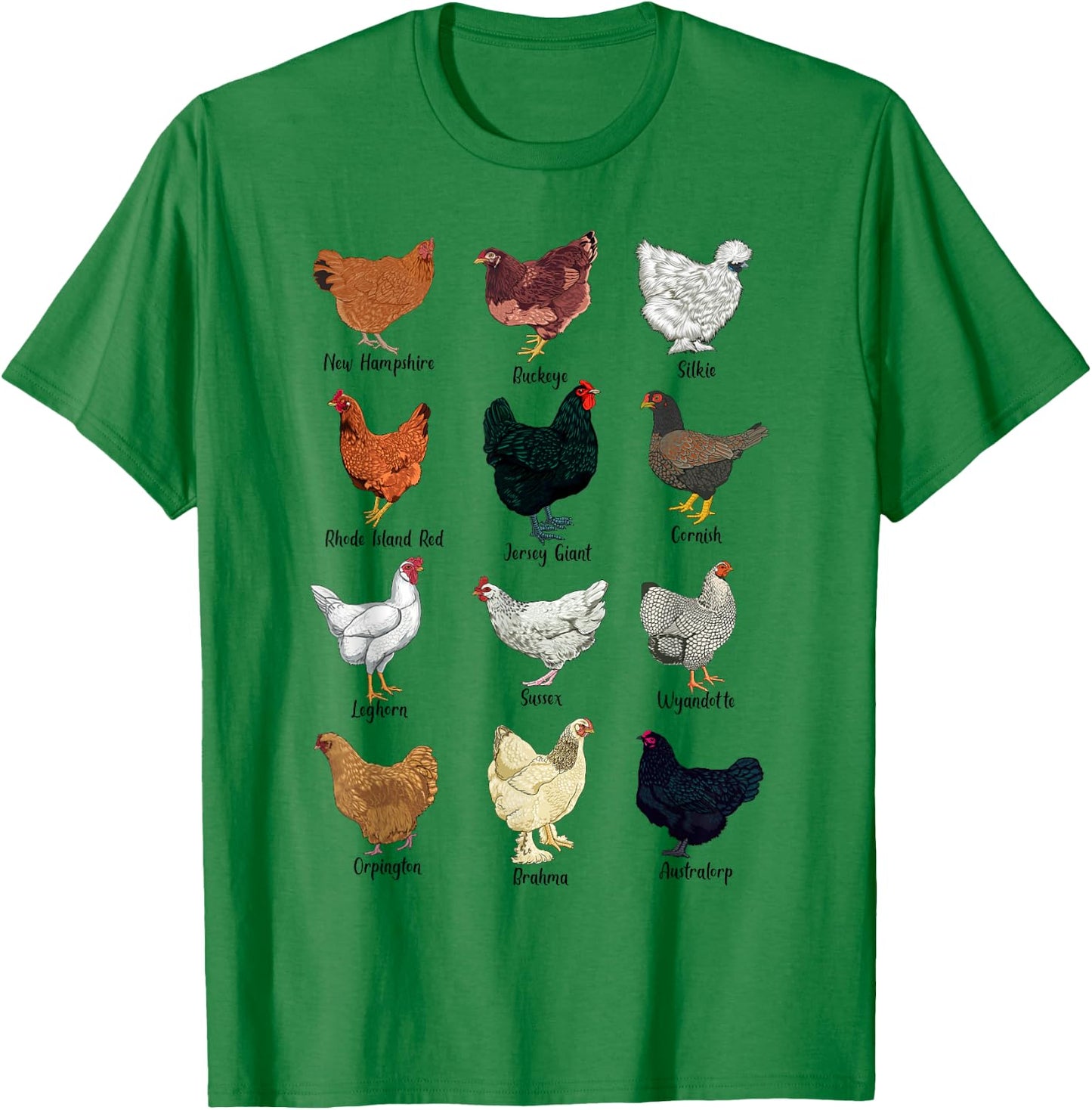 Various Chickens - Chicken Breeds , blue T-Shirt - T-Shirt | Irish Green