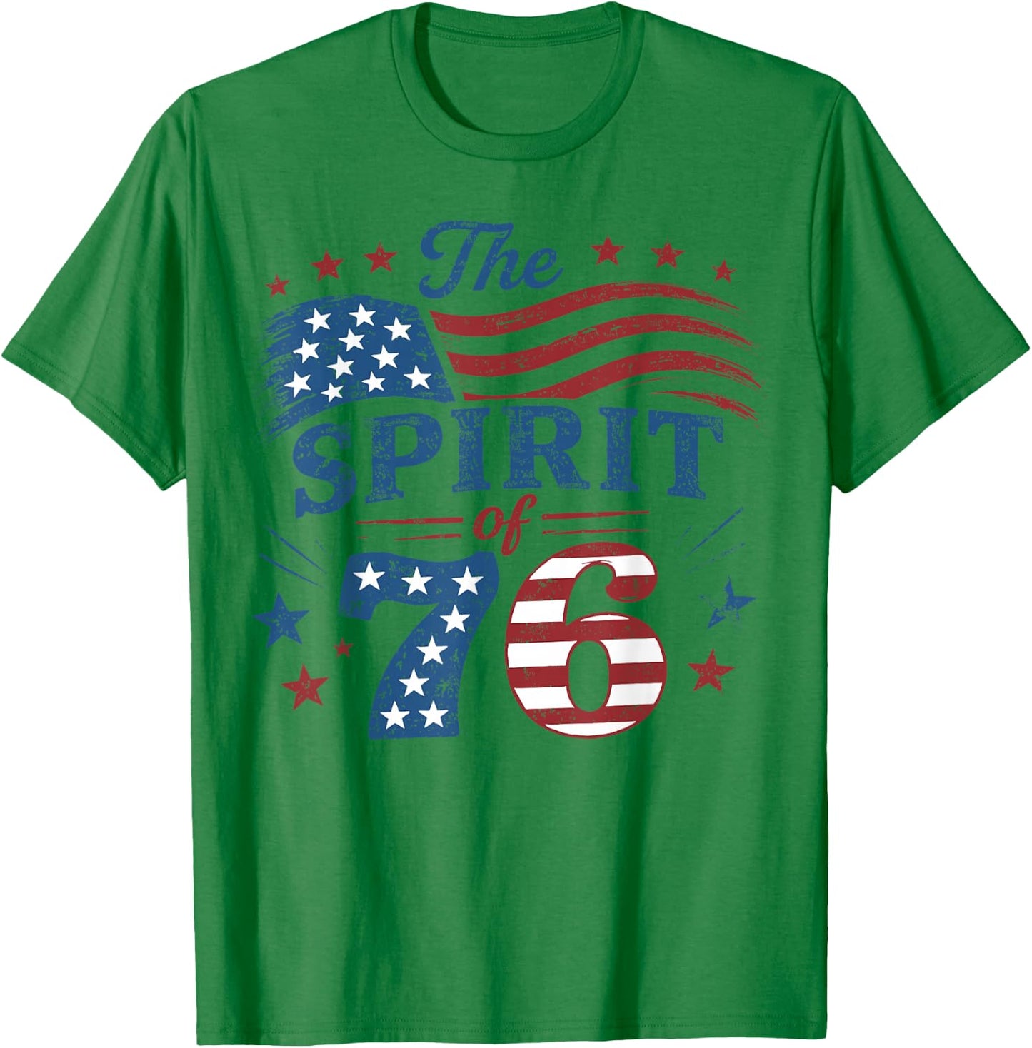Retro The Spirit of 76 American Flag USA Fourth of July T-Shirt - T-Shirt | Irish Green