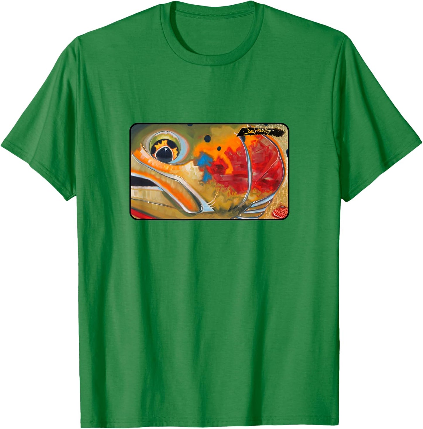 Cutthroat Yellowstone Fly Fishing Derek DeYoung T-Shirt - T-Shirt | Irish Green