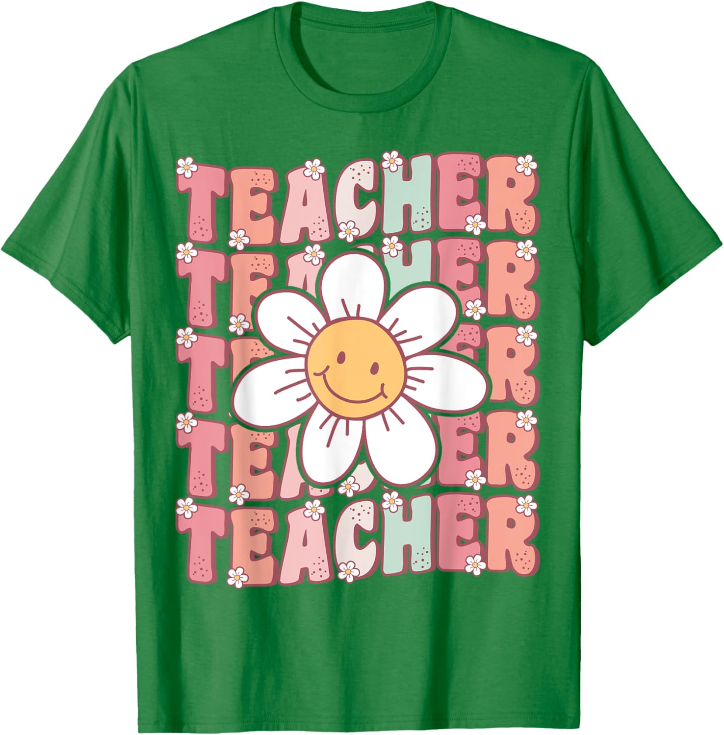 Groovy Teacher Cute 70s Daisy Flower Retro Back to School T-Shirt - T-Shirt | Irish Green