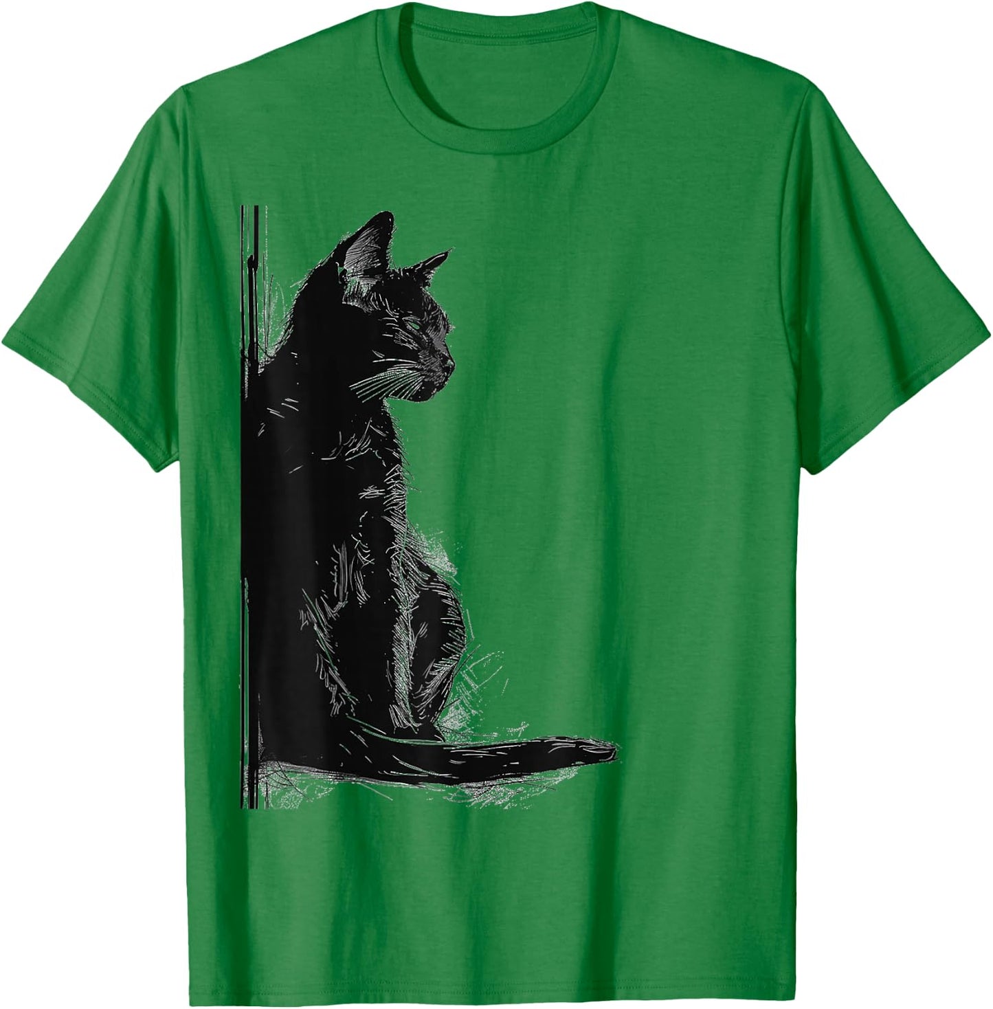 Katze Abstrakte Zeichnung Kunst Tier Illustration Grafik Katze T-Shirt - T-Shirt | Irish Green