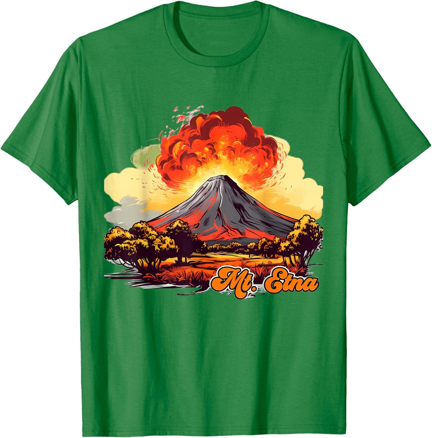 Retro Style Mount Etna T-Shirt - T-Shirt | Irish Green