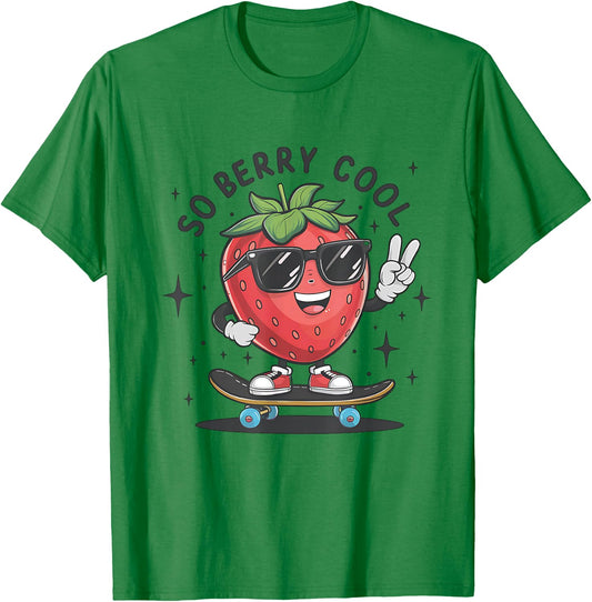 So Berry Cool Fruit Lover Strawberry Season For Boy T-Shirt - T-Shirt | Irish Green