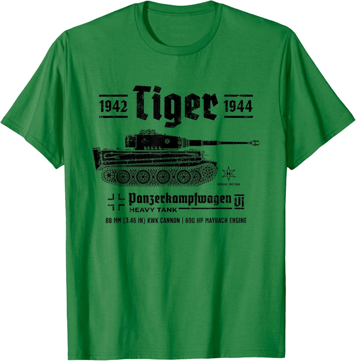 Tiger Panzer PzKpfw VI Second World War Vintage T-Shirt - T-Shirt | Irish Green