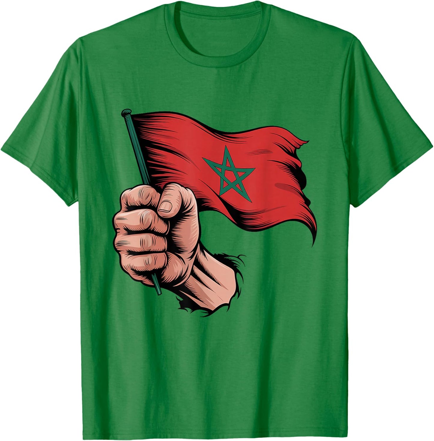Morocco Flag Fist Hand Graphic Moroccan Heritage T-Shirt - T-Shirt | Irish Green