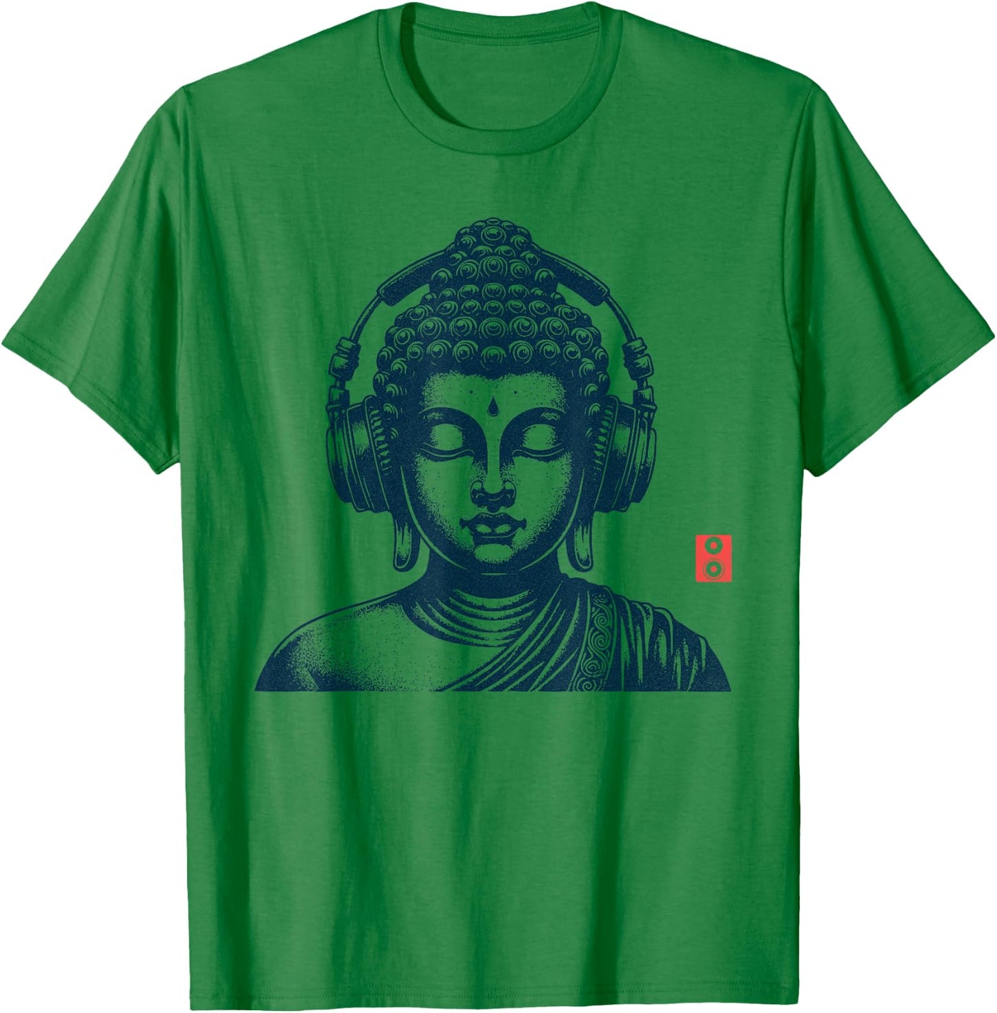 Vintage Retro Buddha with Headphones T-Shirt - T-Shirt | Irish Green