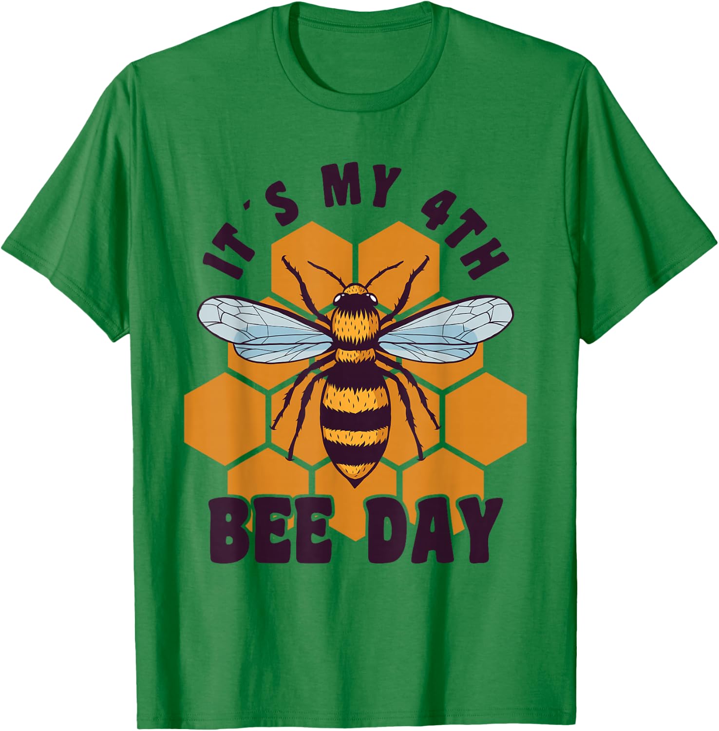 Happy 4th Birthday 4 Year Old Bee Day Bee 4th Birthday T-Shirt - T-Shirt | Irish Green