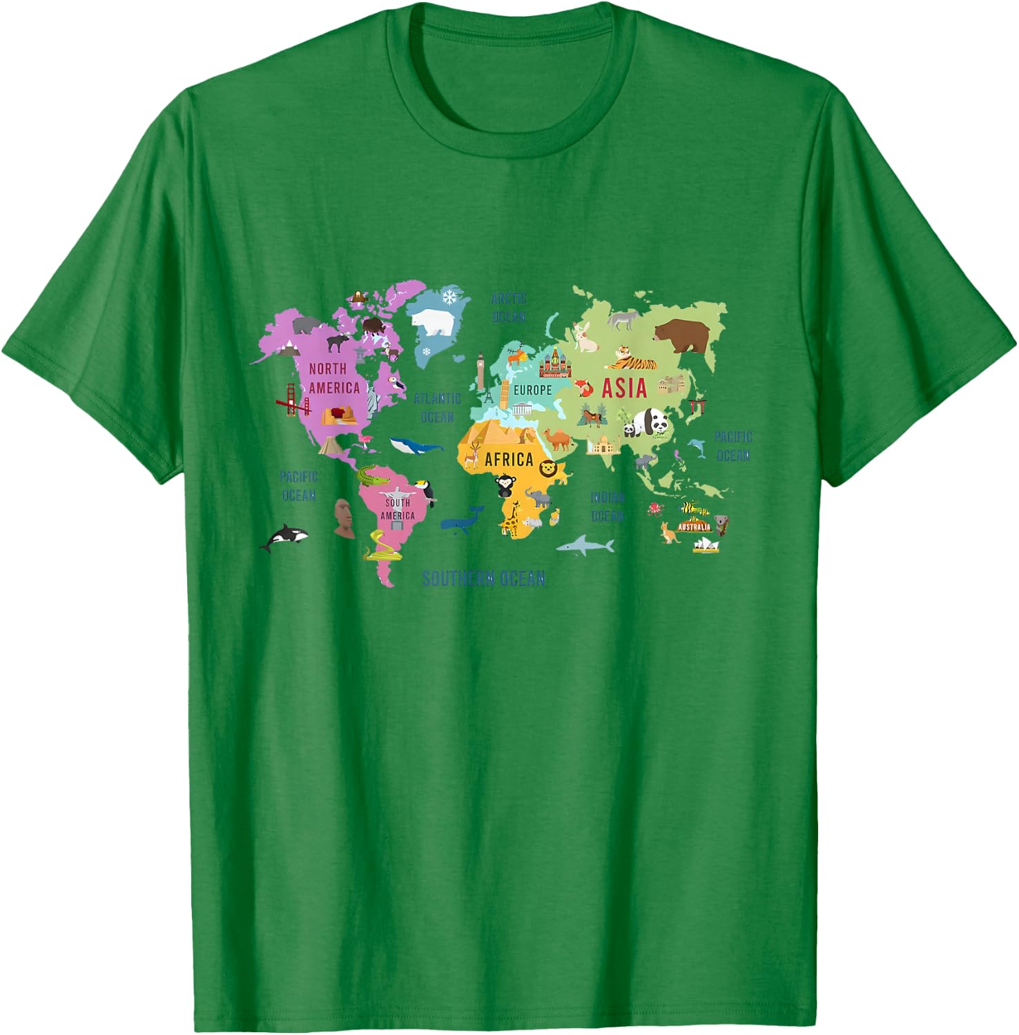 Countries Flags Girls, World maps Kids, World maps Boys. T-Shirt - T-Shirt | Irish Green