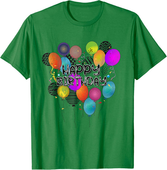 Birthday Happy Birthday Balloons Confetti Birthday , White, s T-Shirt - T-Shirt | Irish Green