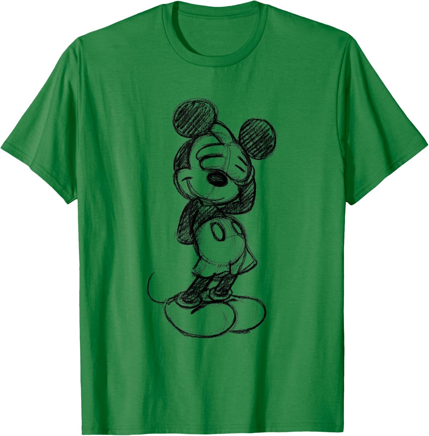 Disney Mickey Mouse Shy Sketch in Black , white T-Shirt - T-Shirt | Irish Green