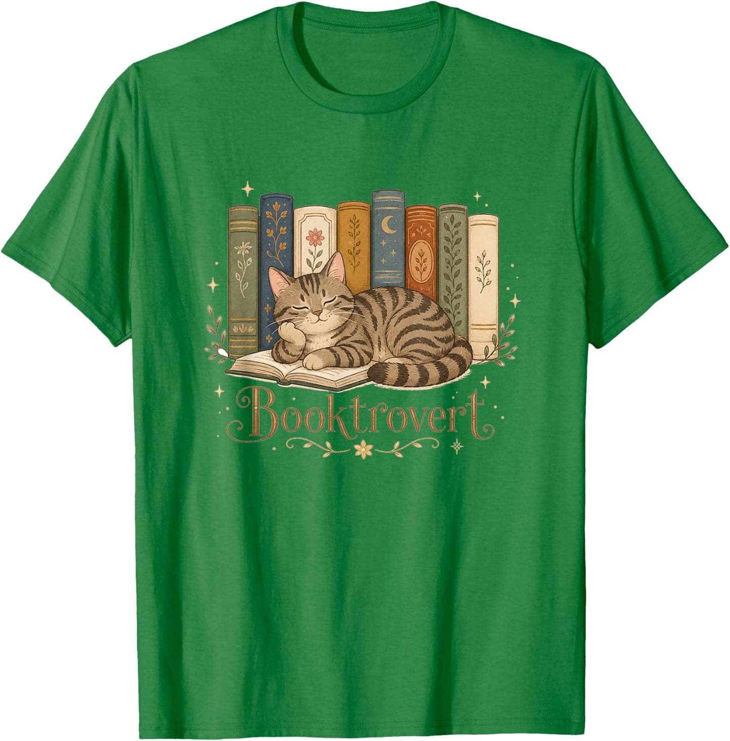 Reading Book Lover Cute Cat Mom Librarian Booktrovert T-Shirt - T-Shirt | Irish Green