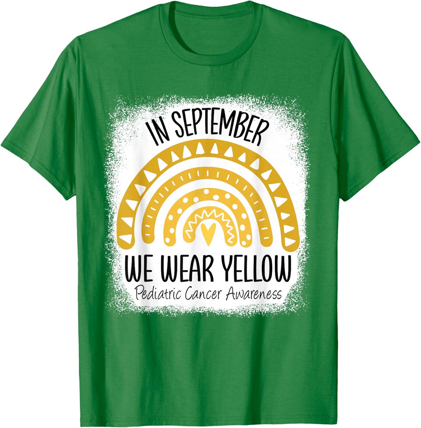 Rainbow September We Wear Yellow Pediatric Cancer Awareness T-Shirt - T-Shirt | Irish Green