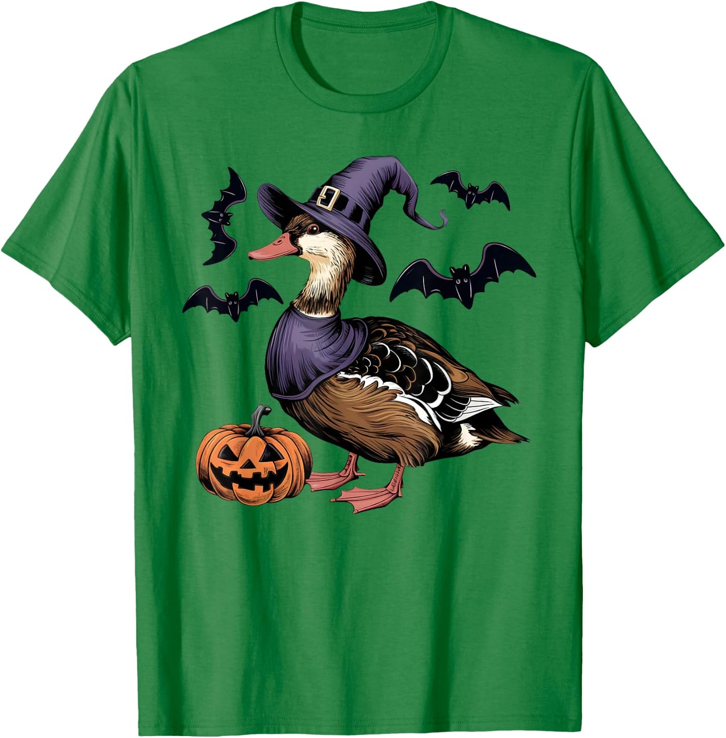 Muscovy Duck Bird Halloween Costume Scary Pumpkin Bat Witch T-Shirt - T-Shirt | Irish Green