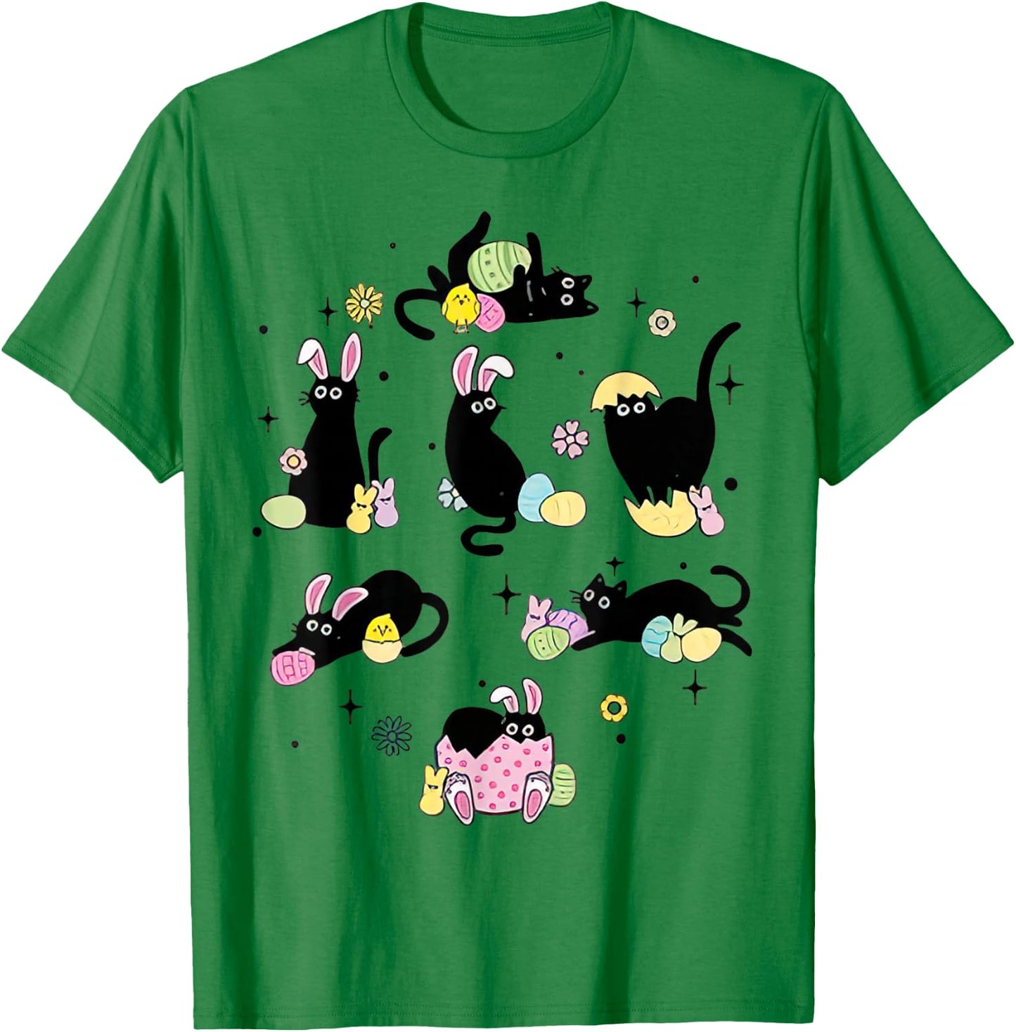 Funny Easter Black Cat Easter Day Cat Egg T-Shirt - T-Shirt | Irish Green