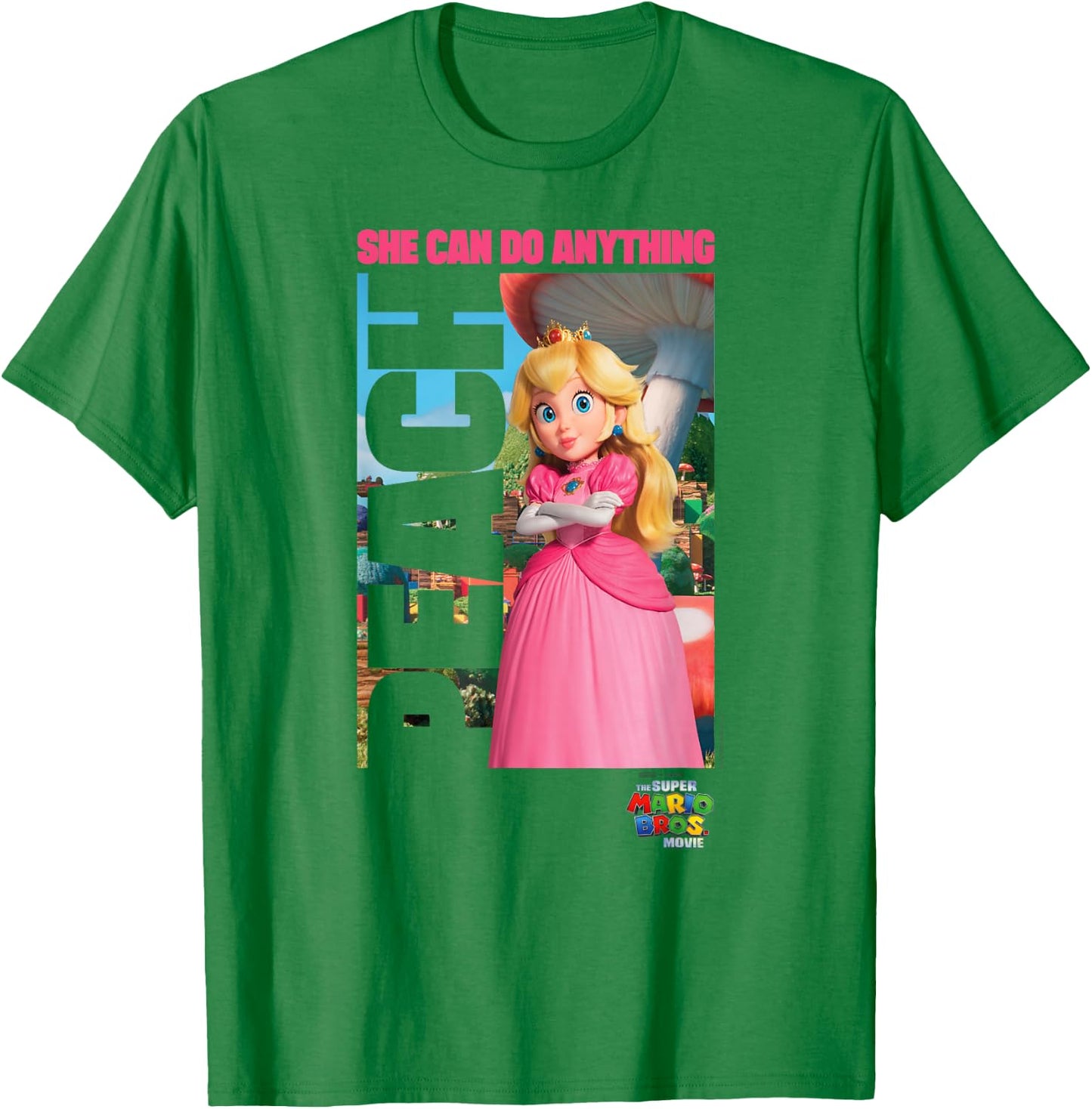 The Super Mario Bros. Movie She Can Do Anything Peach Poster , White T-Shirt - T-Shirt | Irish Green
