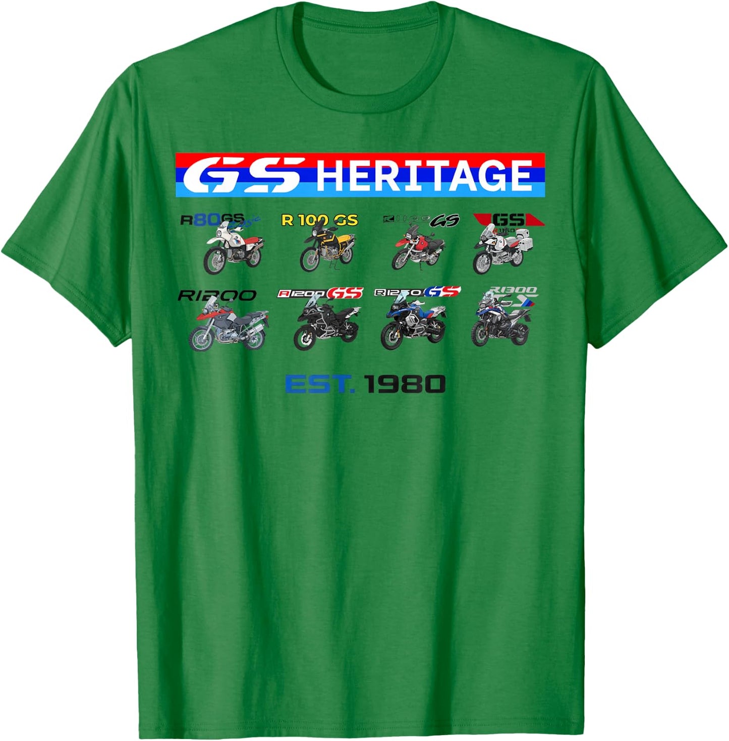 R80, R100, R1100, R1150, R1250, R1300 GS Motorcycle Heritage T-Shirt - T-Shirt | Irish Green