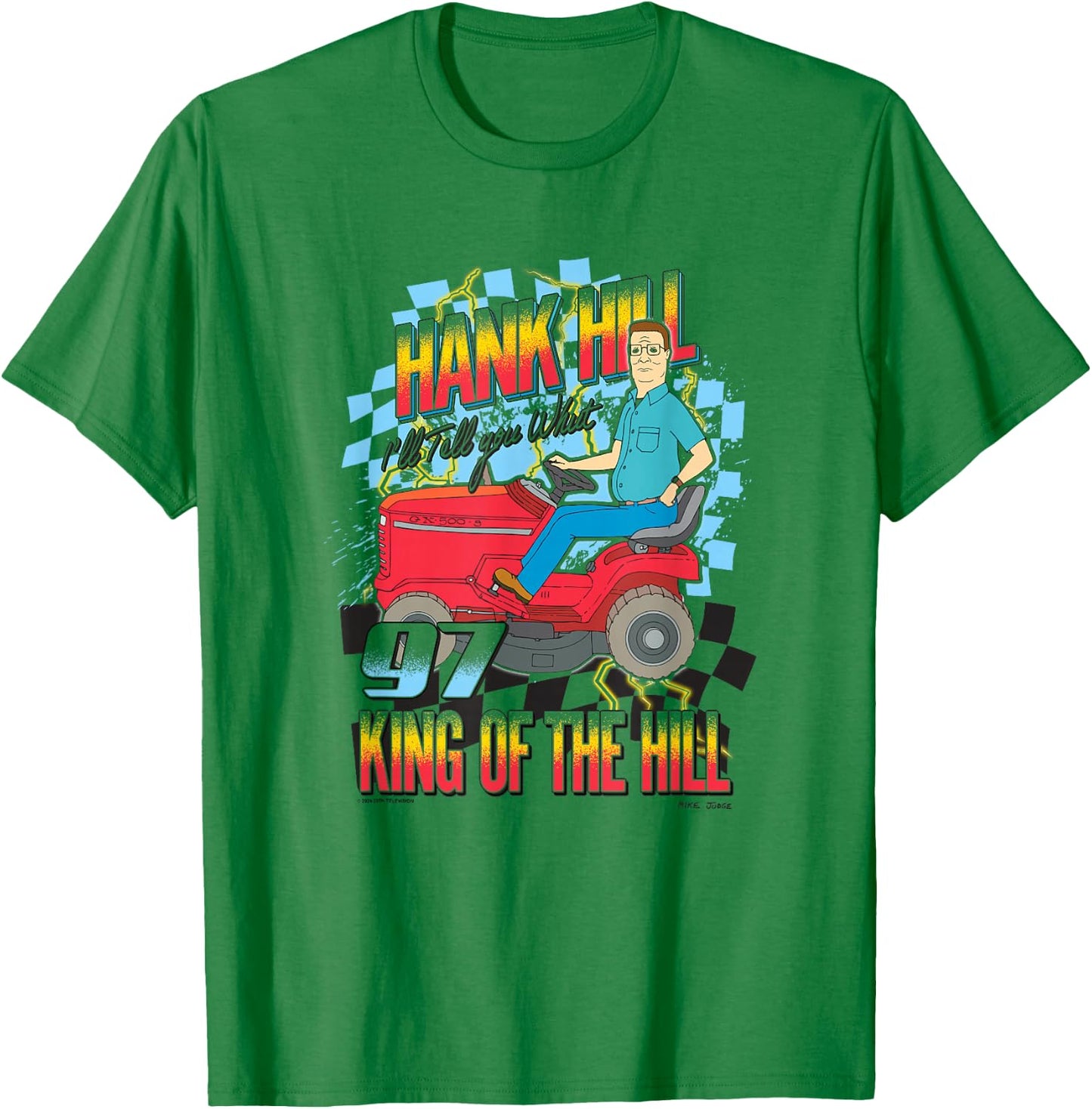 King of The Hill Hank Hill Lawnmower Racing Pro T-Shirt - T-Shirt | Irish Green