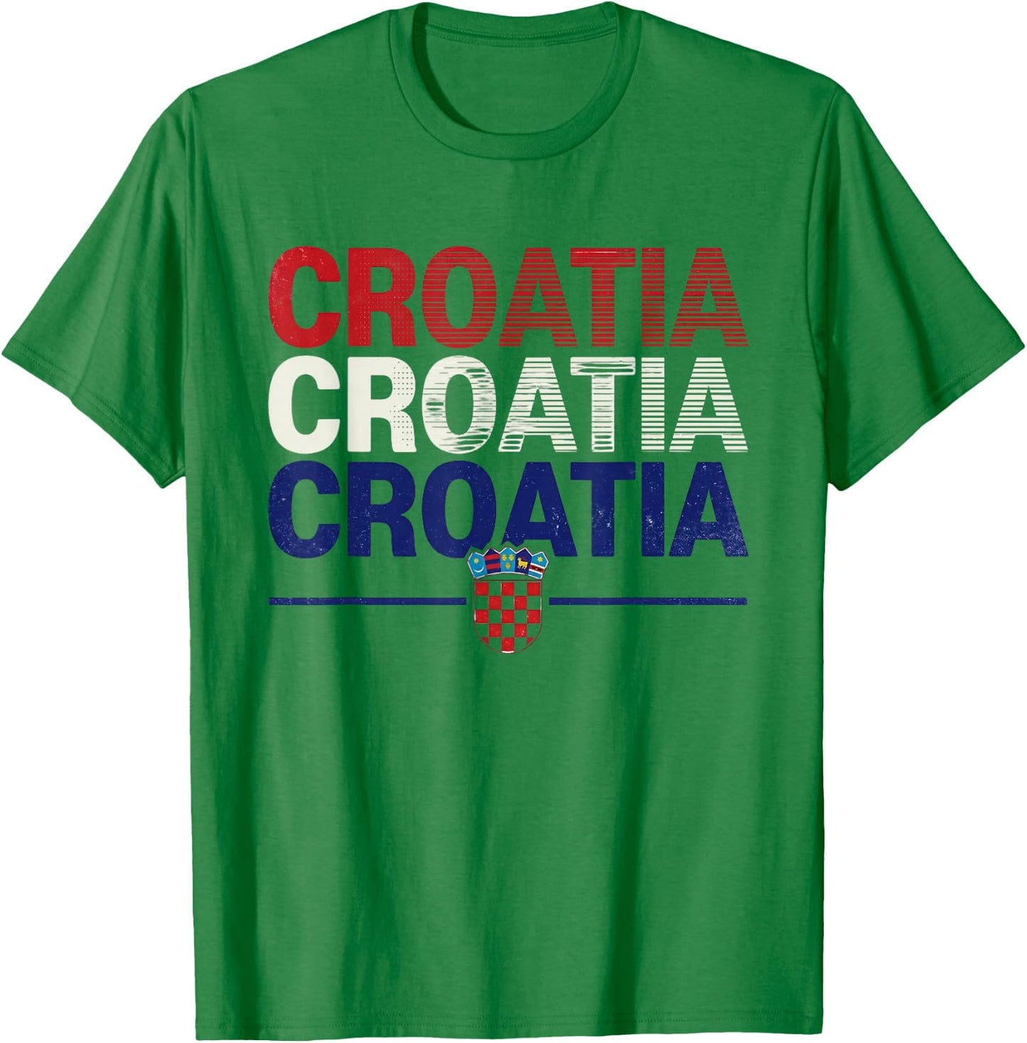 Croatia Hrvatska Flag Zagreb Croatian Jersey Retro T-Shirt - T-Shirt | Irish Green