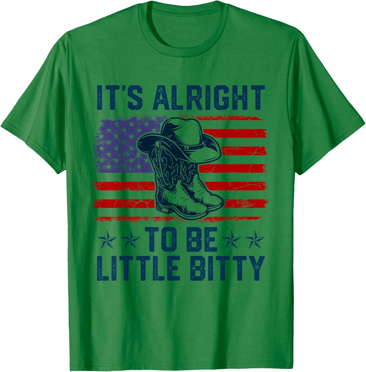 It’s Alright To Be Little Bitty Country Music Retro US Flag T-Shirt - T-Shirt | Irish Green