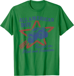 All American Boy 4th of July USA Family Matching Kids Truck T-Shirt - T-Shirt | Irish Green