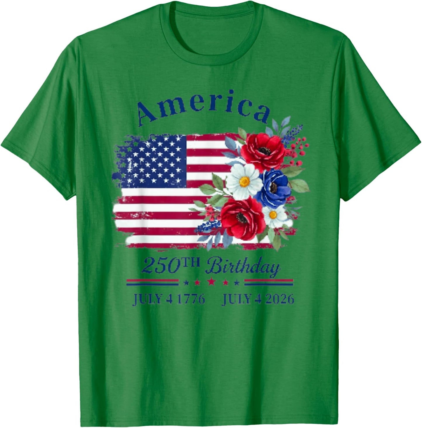 Floral Birthday 250th Anniversary USA Women Girl T-Shirt - T-Shirt | Irish Green