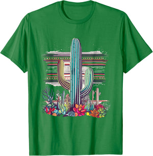 Serape Cactus Print Turquoise Western Saguaro Cactus T-Shirt - T-Shirt | Irish Green