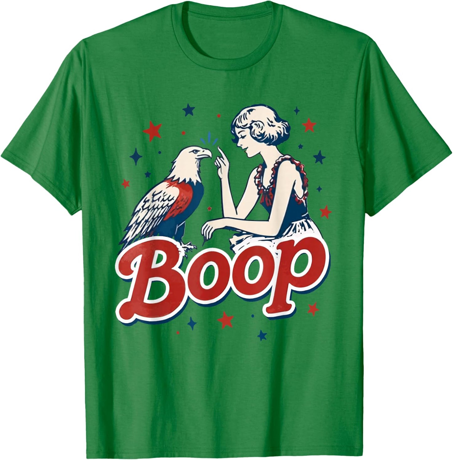 Vintage Cute 4th of July Funny Boop Eagle Patriotic Merica T-Shirt - T-Shirt | Irish Green