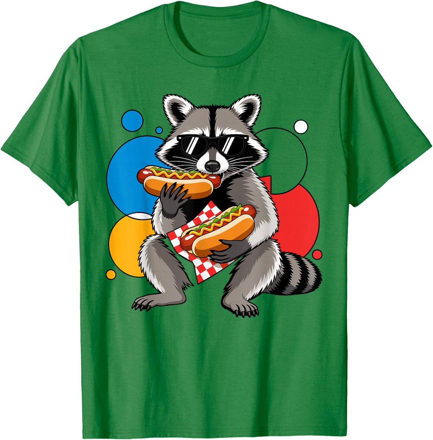 Raccoon Eating Hot Dog Meme Hungry Fast Food Lover T-Shirt - T-Shirt | Irish Green