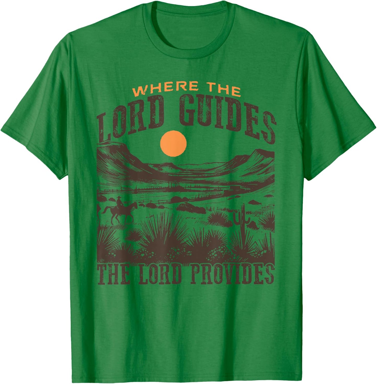 Where the The Lord Guides The Lord Provides Christian Retro T-Shirt - T-Shirt | Irish Green