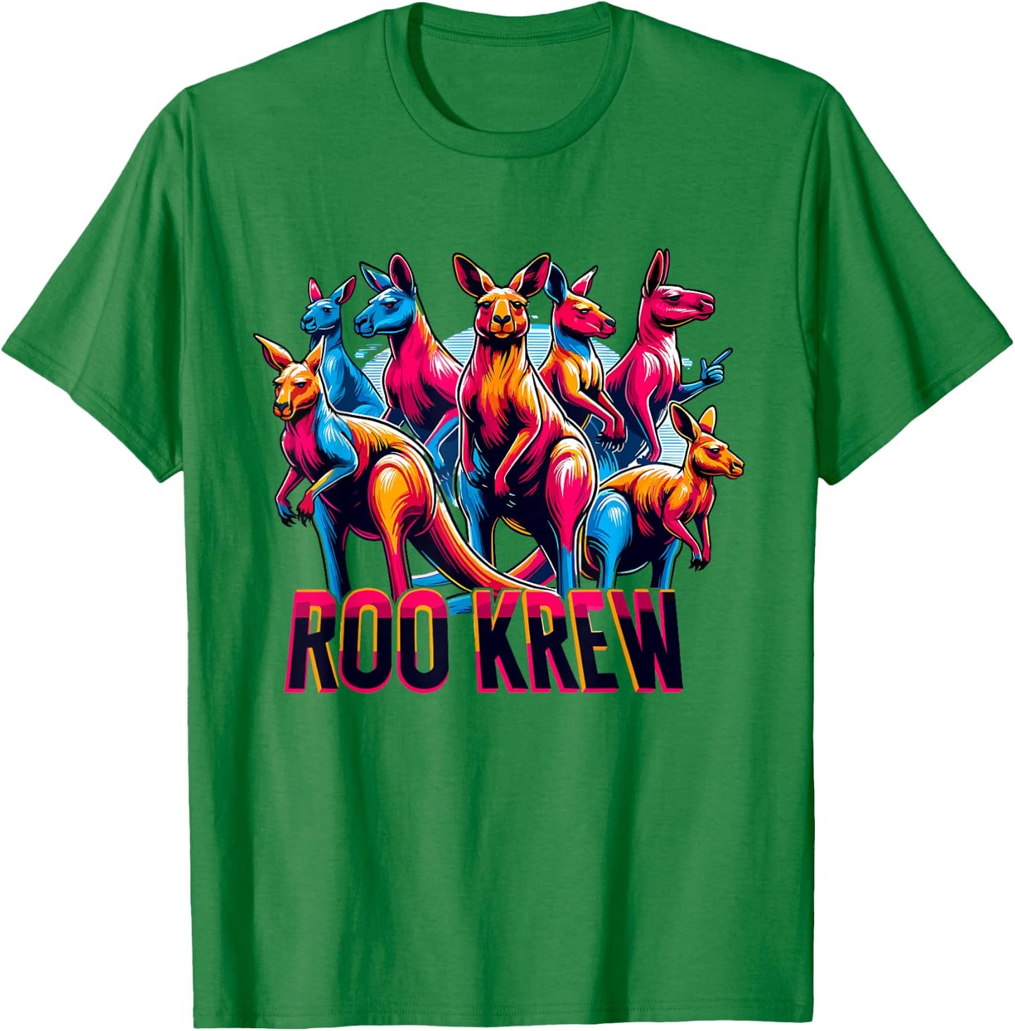 Roo Krew Funny Aussie Outback Kangaroo Humor T-Shirt - T-Shirt | Irish Green
